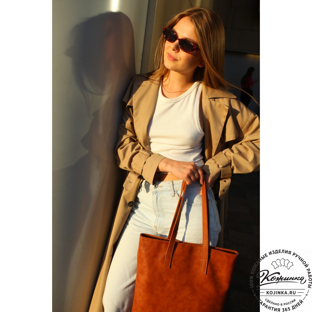  Женская кожаная сумка "Монреаль Нью" (рыжая гладкая кожа) 